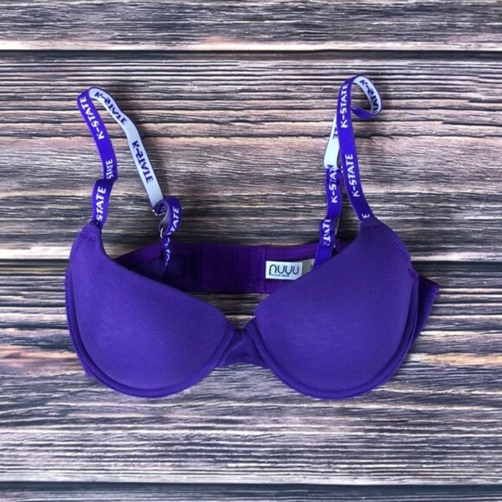 NUYU Kansas State University Wildcats NEW‎ Purple White Bra Womens Size 36B